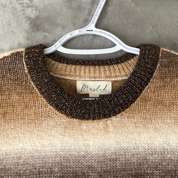 Marled Sweater Vest Size M Crewneck Gradient Stripes Preppy Chunky Lighweight - Picture 3 of 11